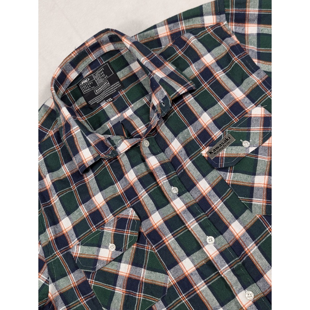 Factory Effex Kawasaki Racing Team Mens Long Sleeve Plaid Flannel Shirt Size XXL